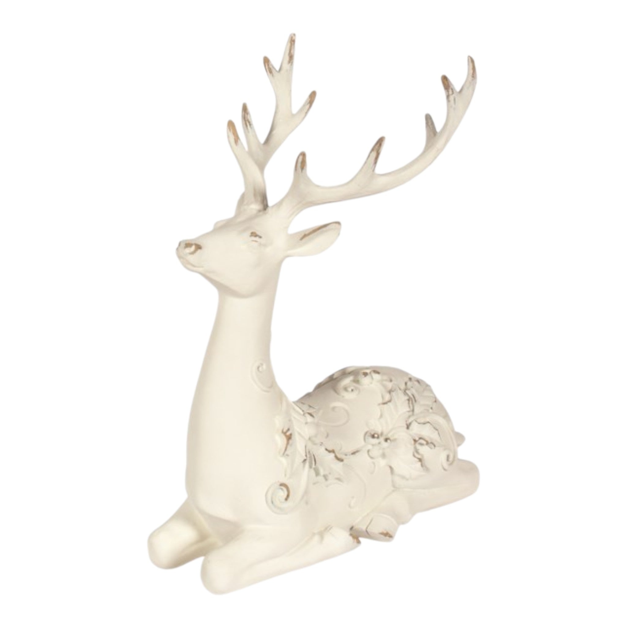 Matte White Resin Antiqued Deer