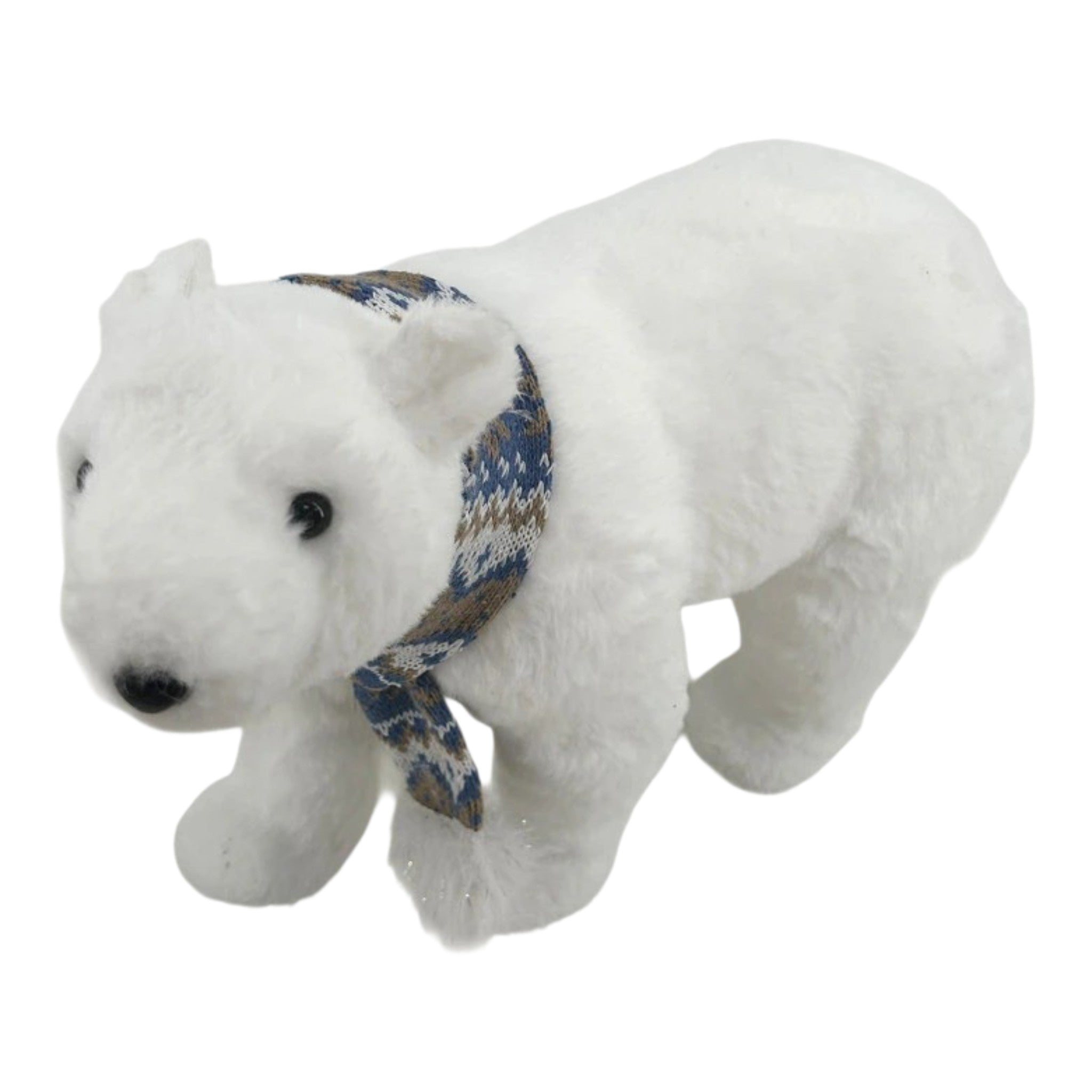 Bear White Fur w/Blue Scarf 16"x10.5"