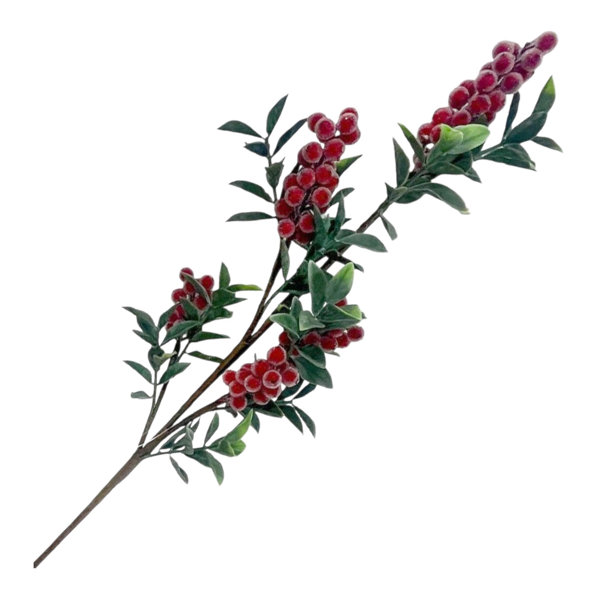 Spray Iced Cluster Berry Red w/Leaves 36"