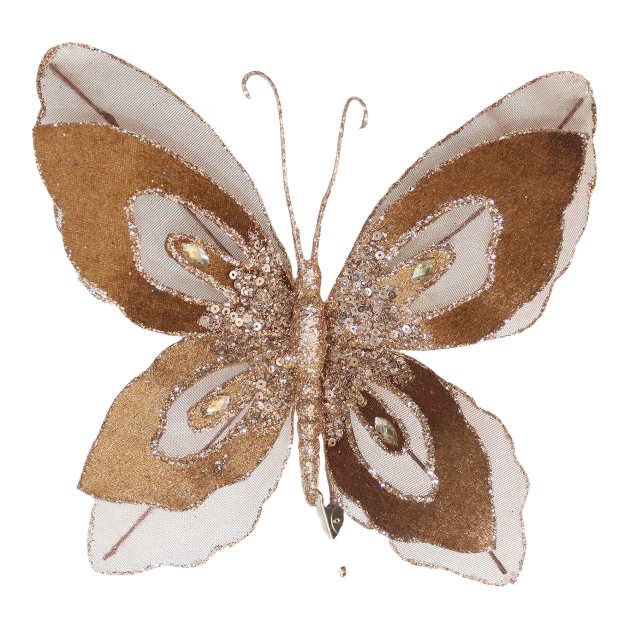 Butterfly 8"x6" Brown w/Glitter and Clip