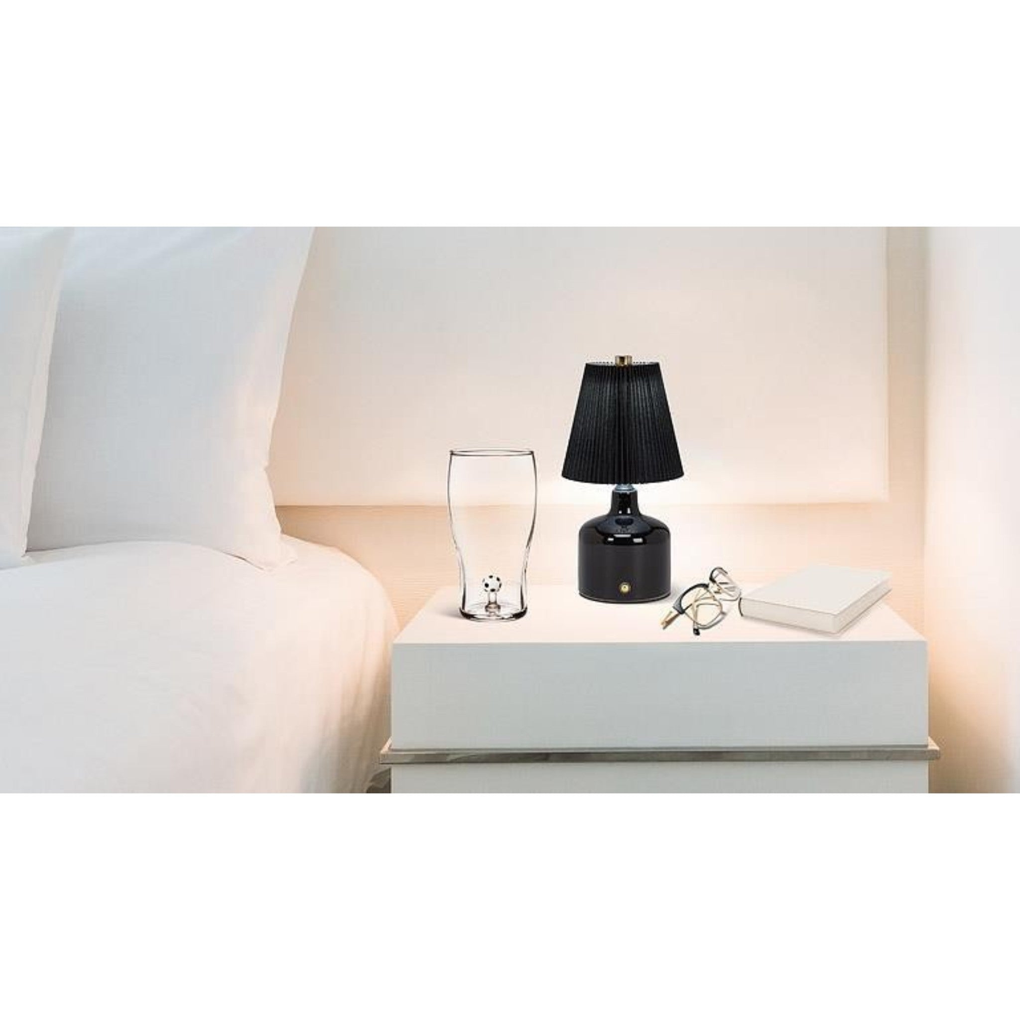 LED Lamp w/Pleated Shade 8.5" Black