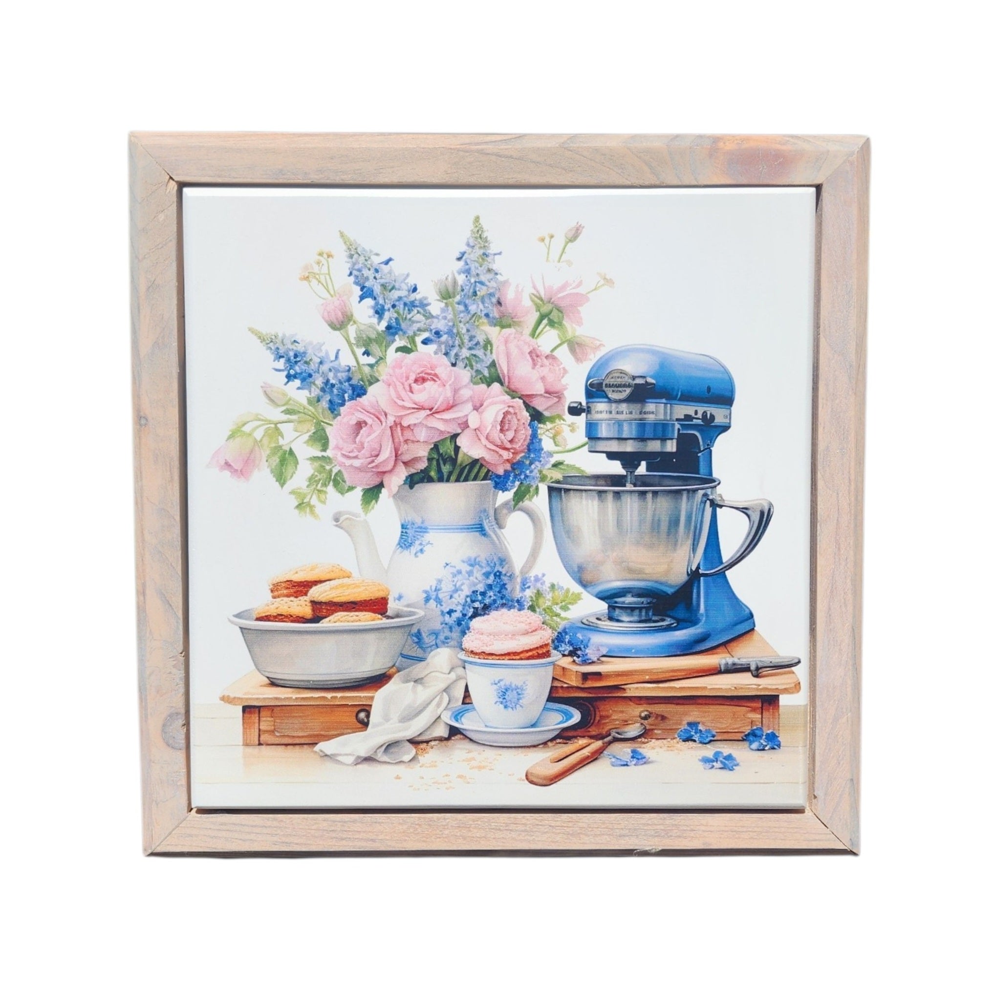 10.5x10.5 Framed Blue Mixer With Cookies