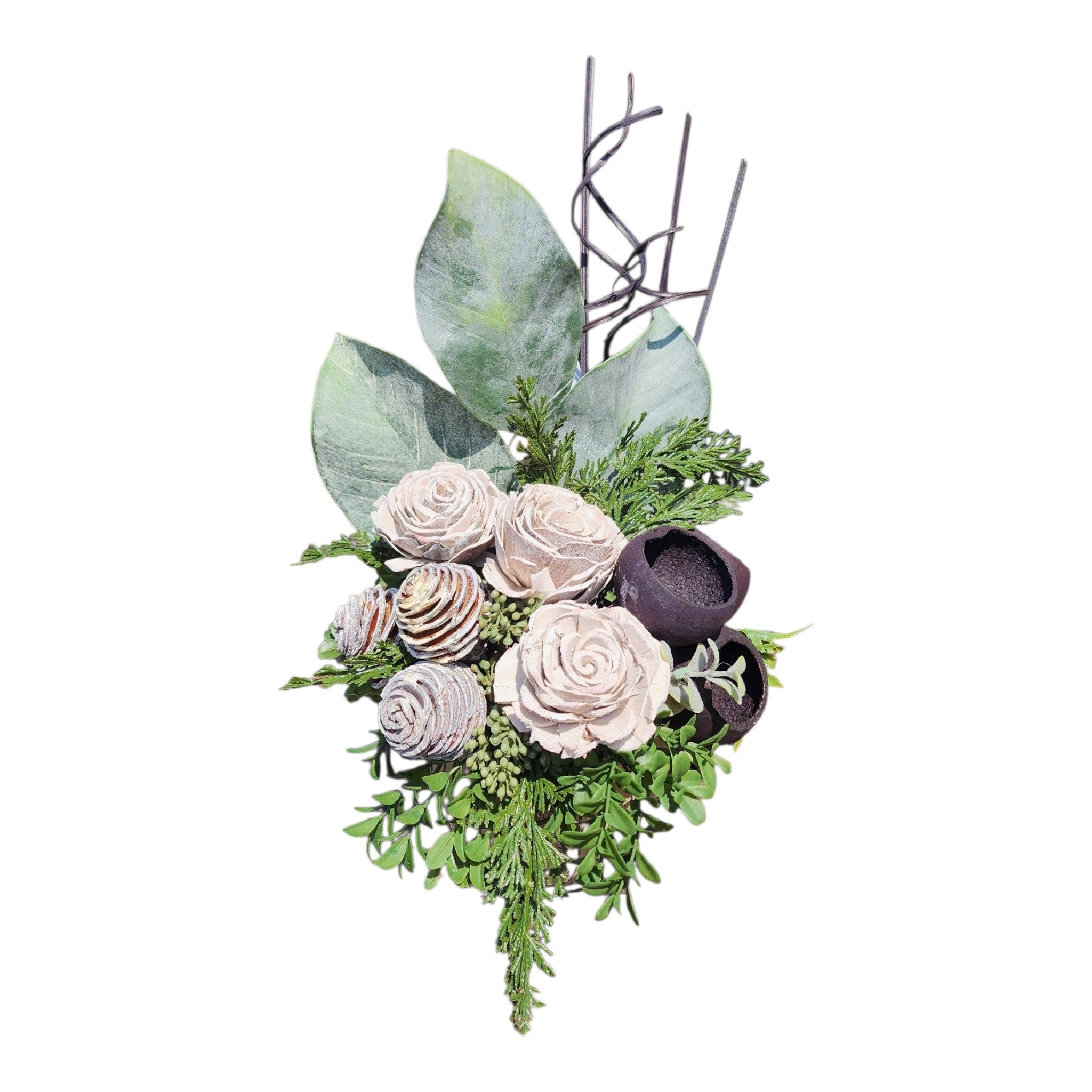 Flower Arrangement with 3 White Flowers & Black Accents