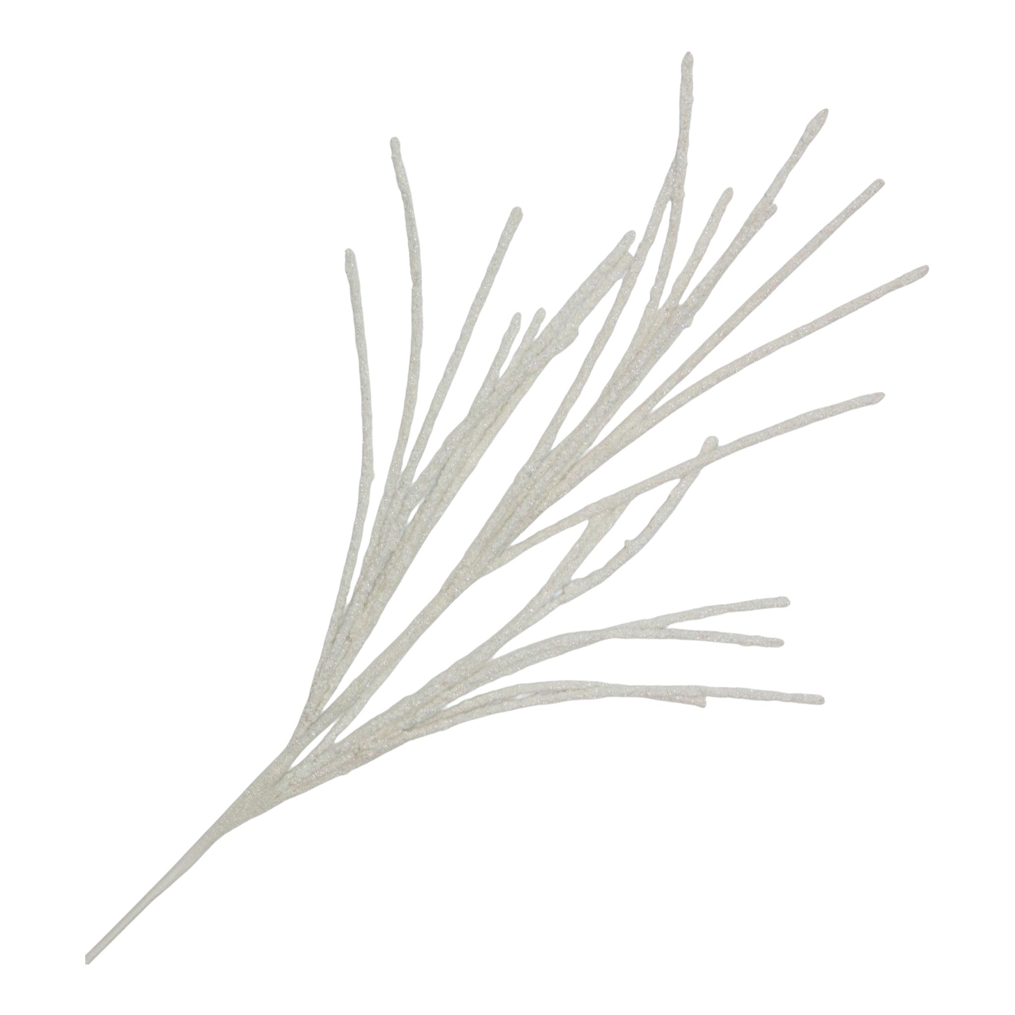 Spray Beaded Twigs White w/Glitter 31"