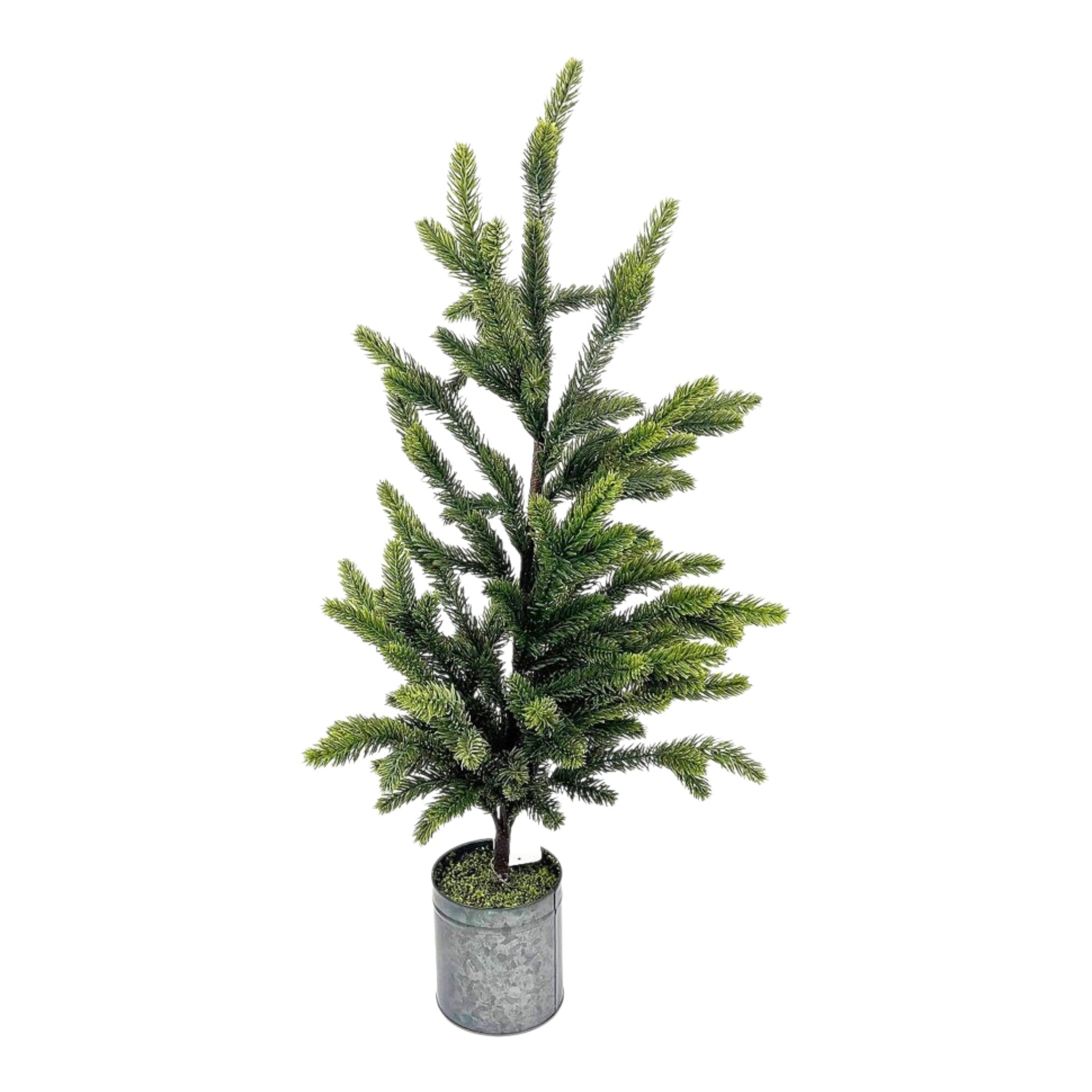 Tree Fir Potted Real Touch Metal Pot