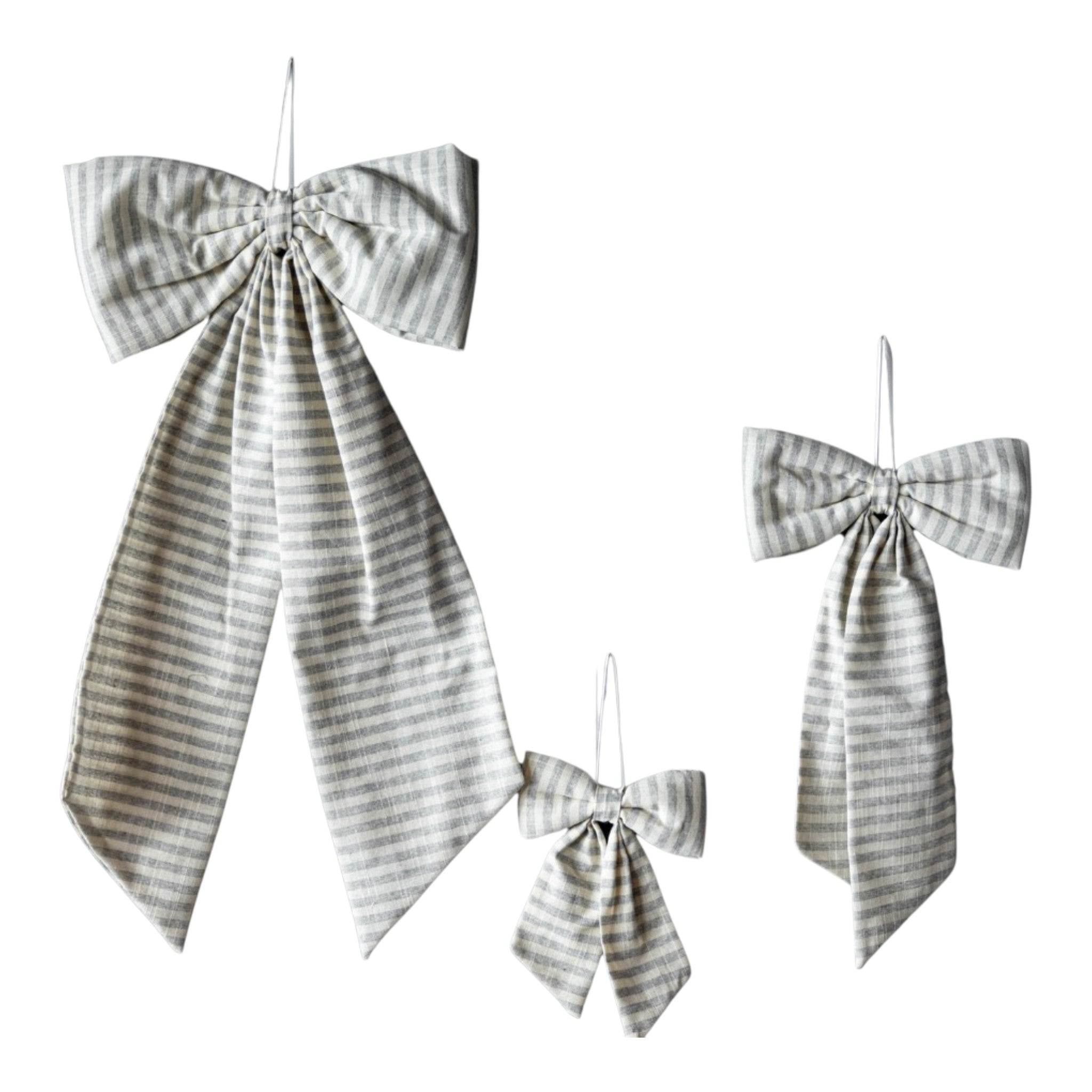 Striped Grey Blue Fabric Bows