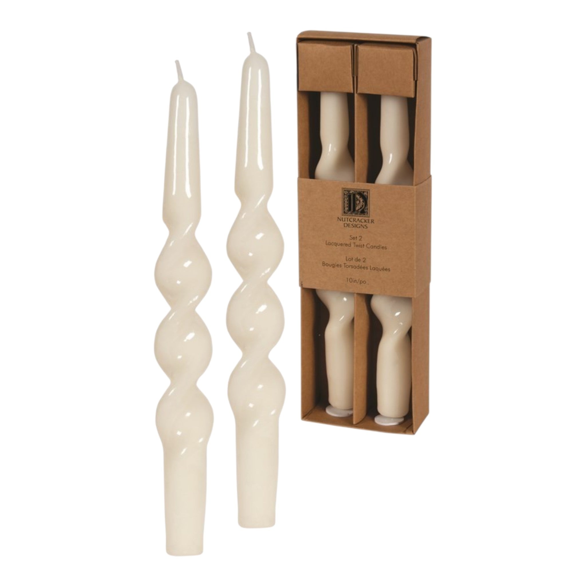 Taper Paraffin Twist Candles White Set of 2