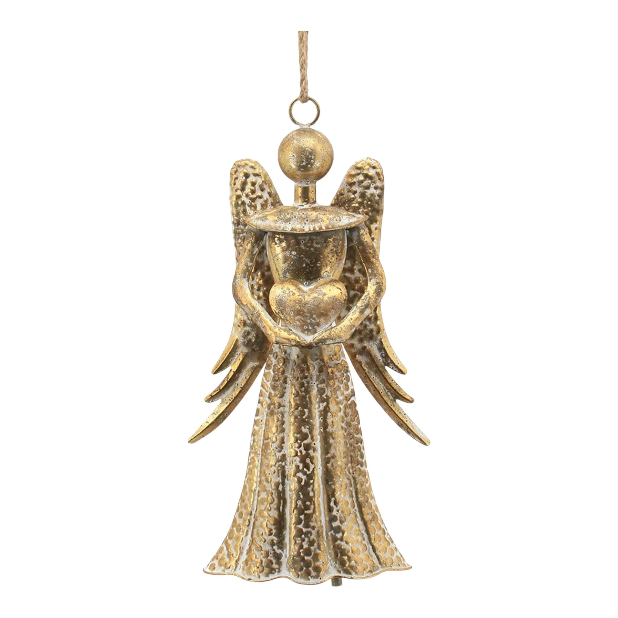 Angel Bell Metal Antique Gold 16"