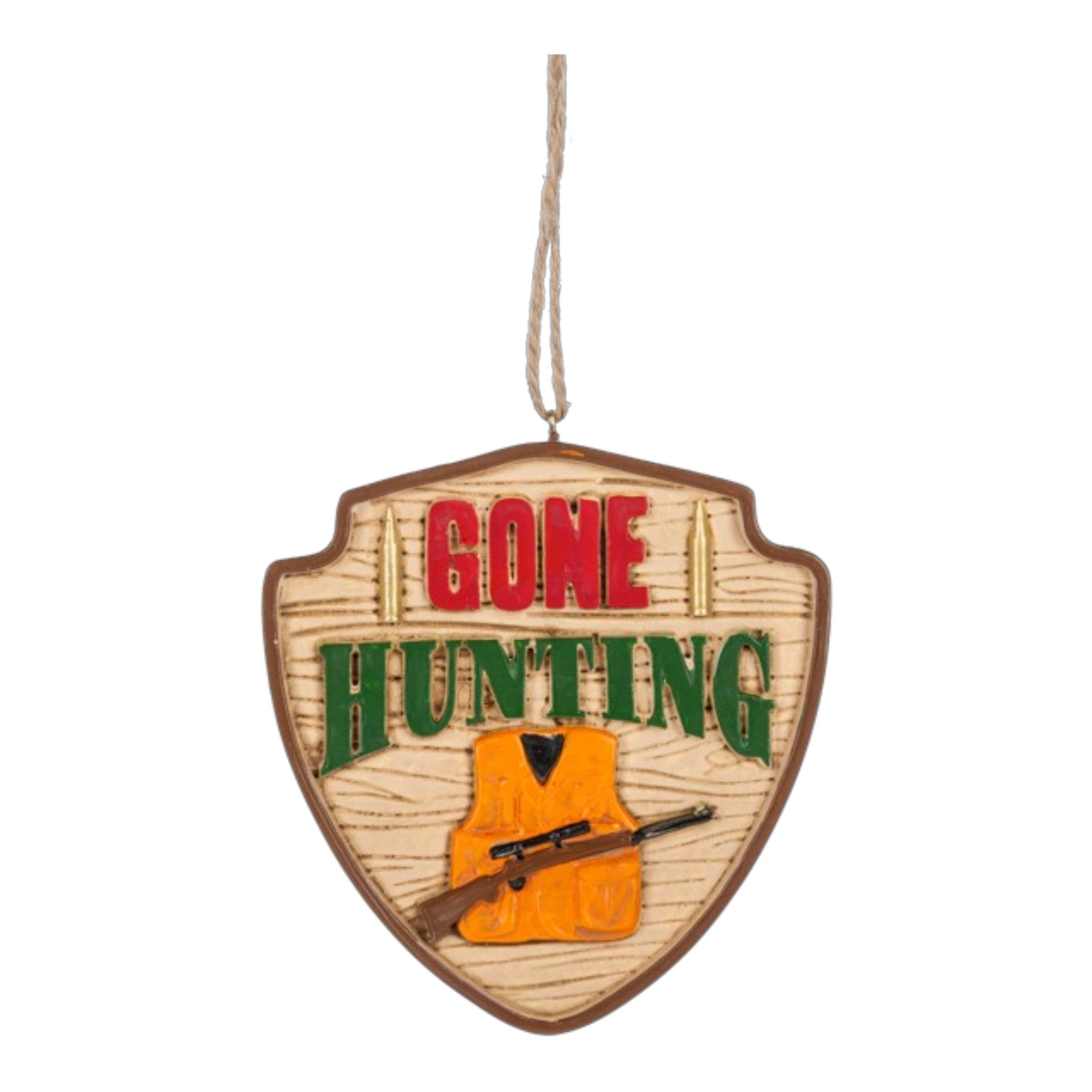 Ornament Gone Hunting 3 1/4" W. x 3 1/4" H.