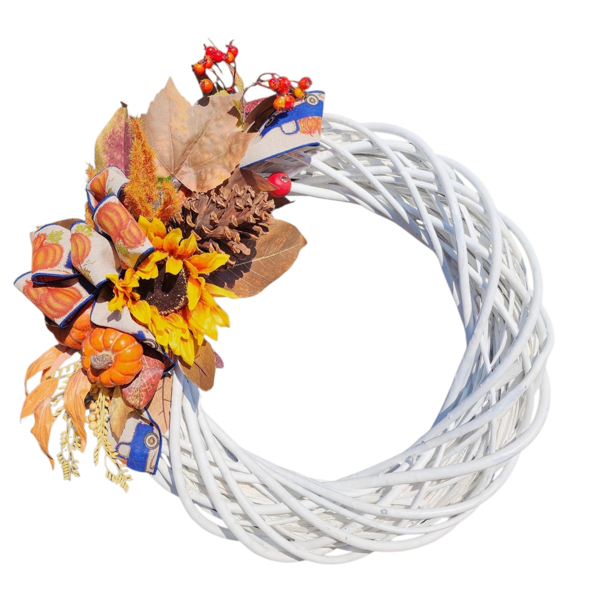 Decorative Wreath with Fall Pumpkins