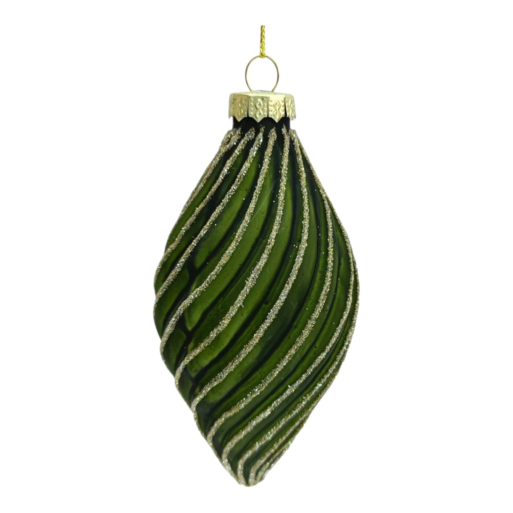 Ornament Glass Teardrop w/ Spiral Ridges