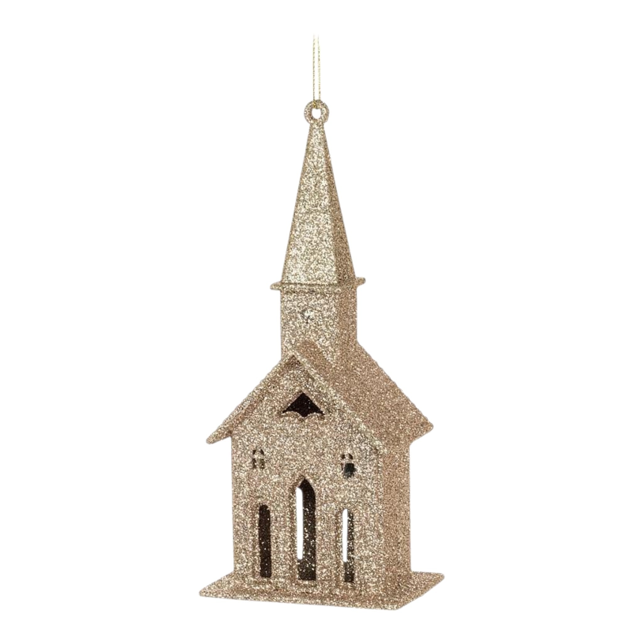 Ornament Church w/ Champagne Glitter 6"