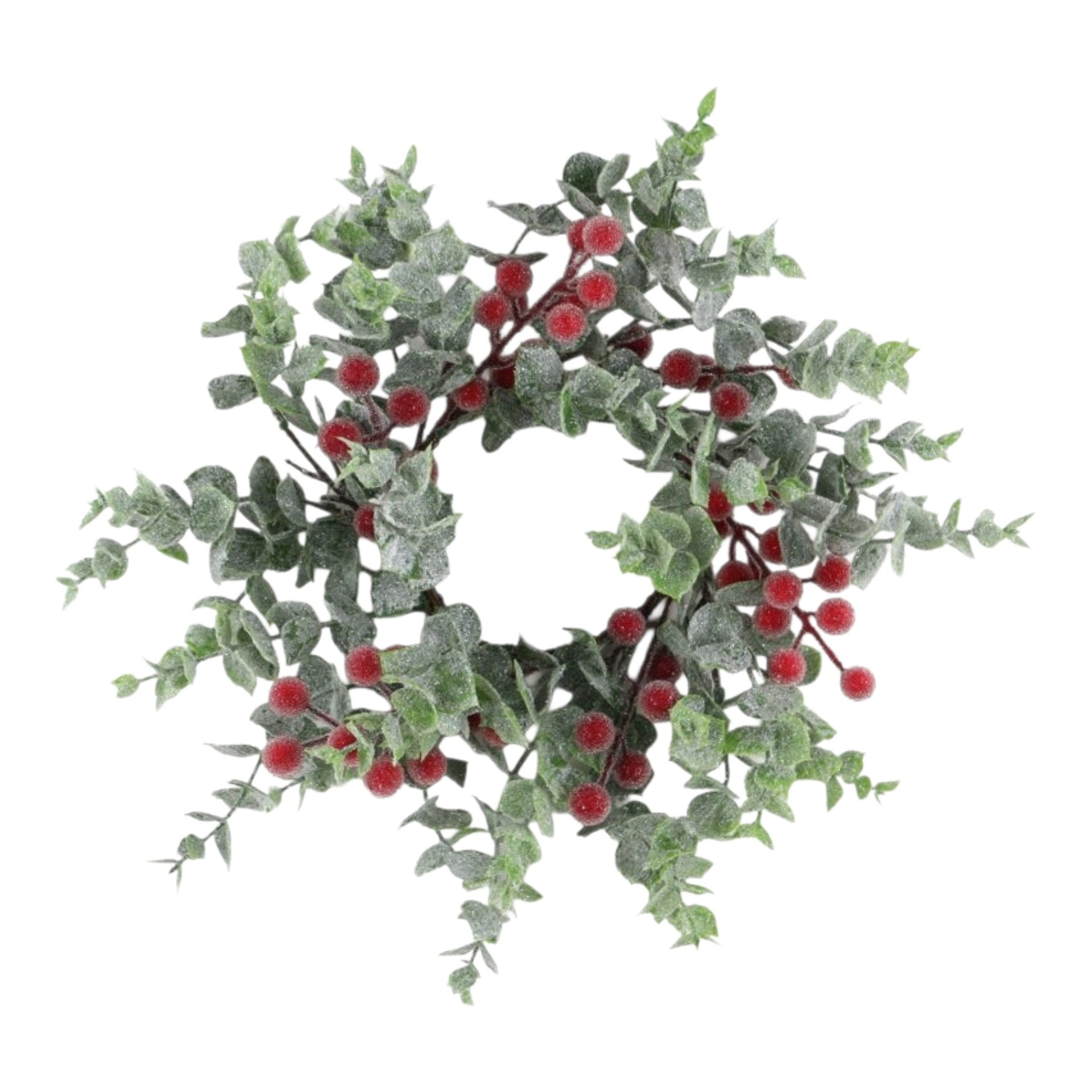Candle ring Frosted Eucalyptus w/Iced Berries 4.5"