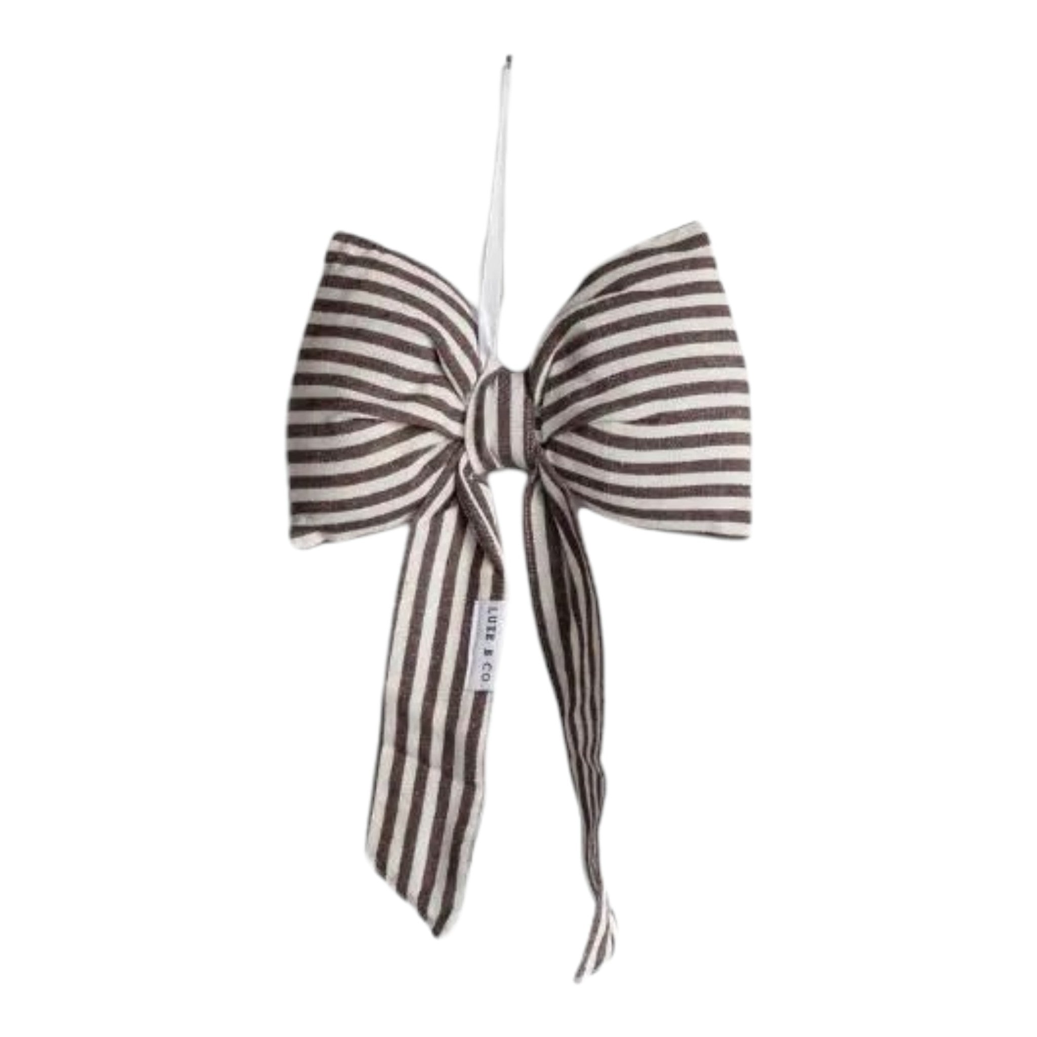 Stripped Brown Fabric Bow Medium