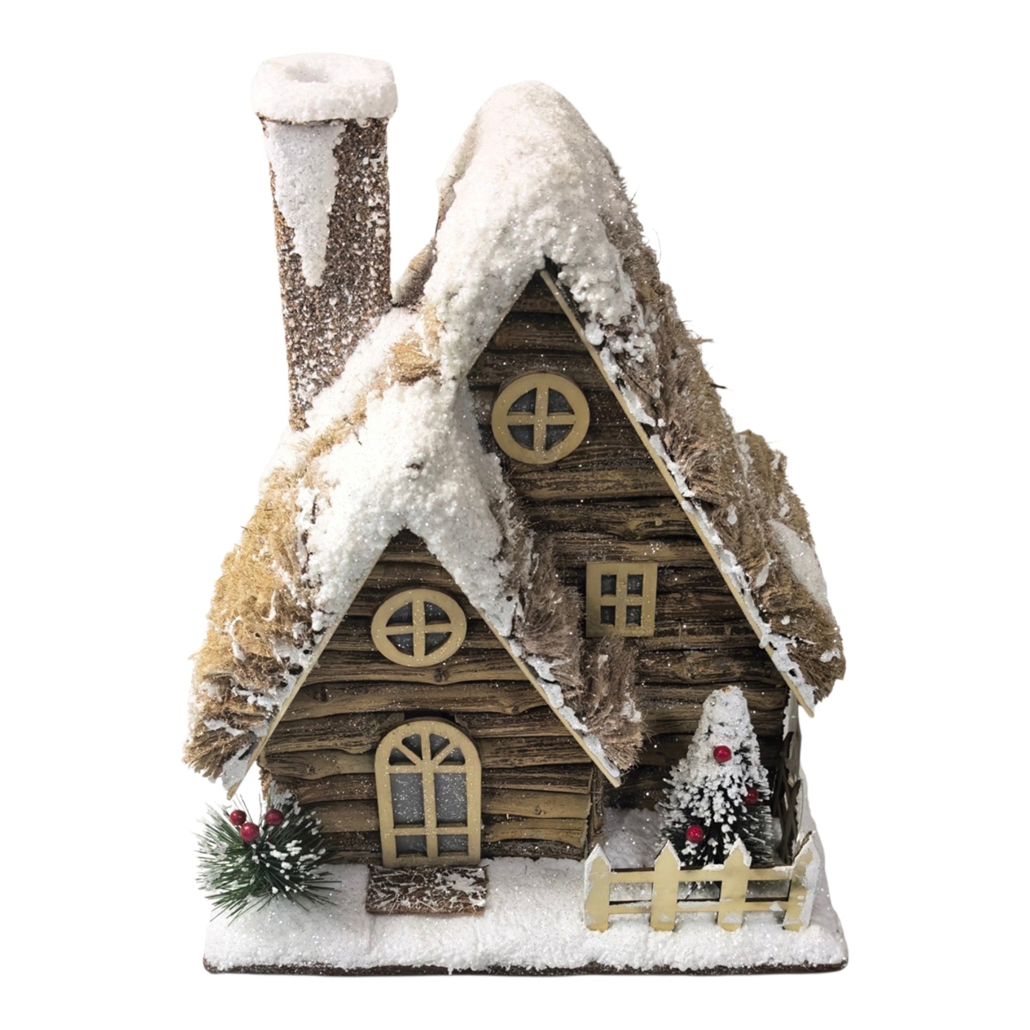 Log House LED Natural Snowy Roof 9.5"x7.5"x10.5"