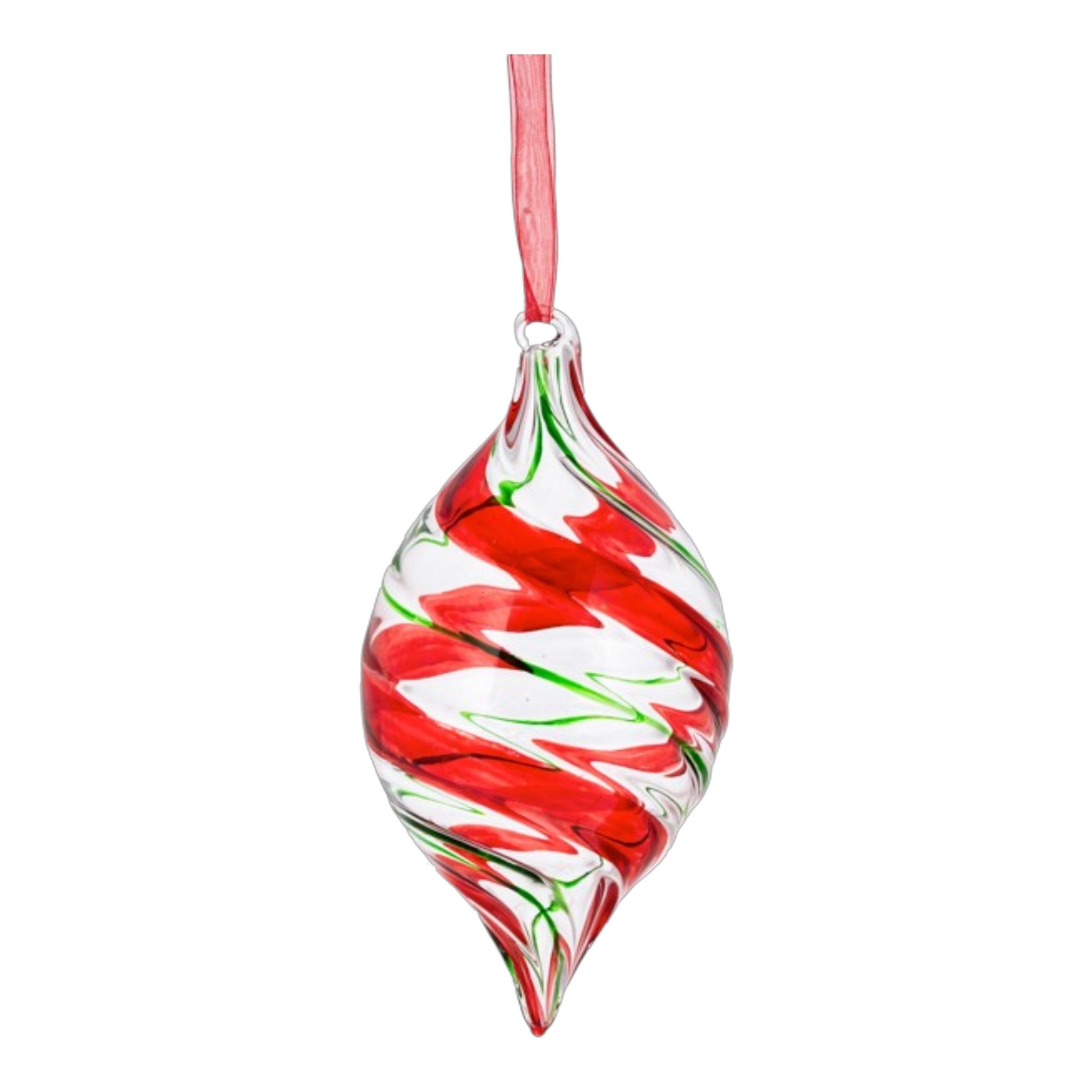 Ornament Teardrop Swirl Glass 4" Dia.