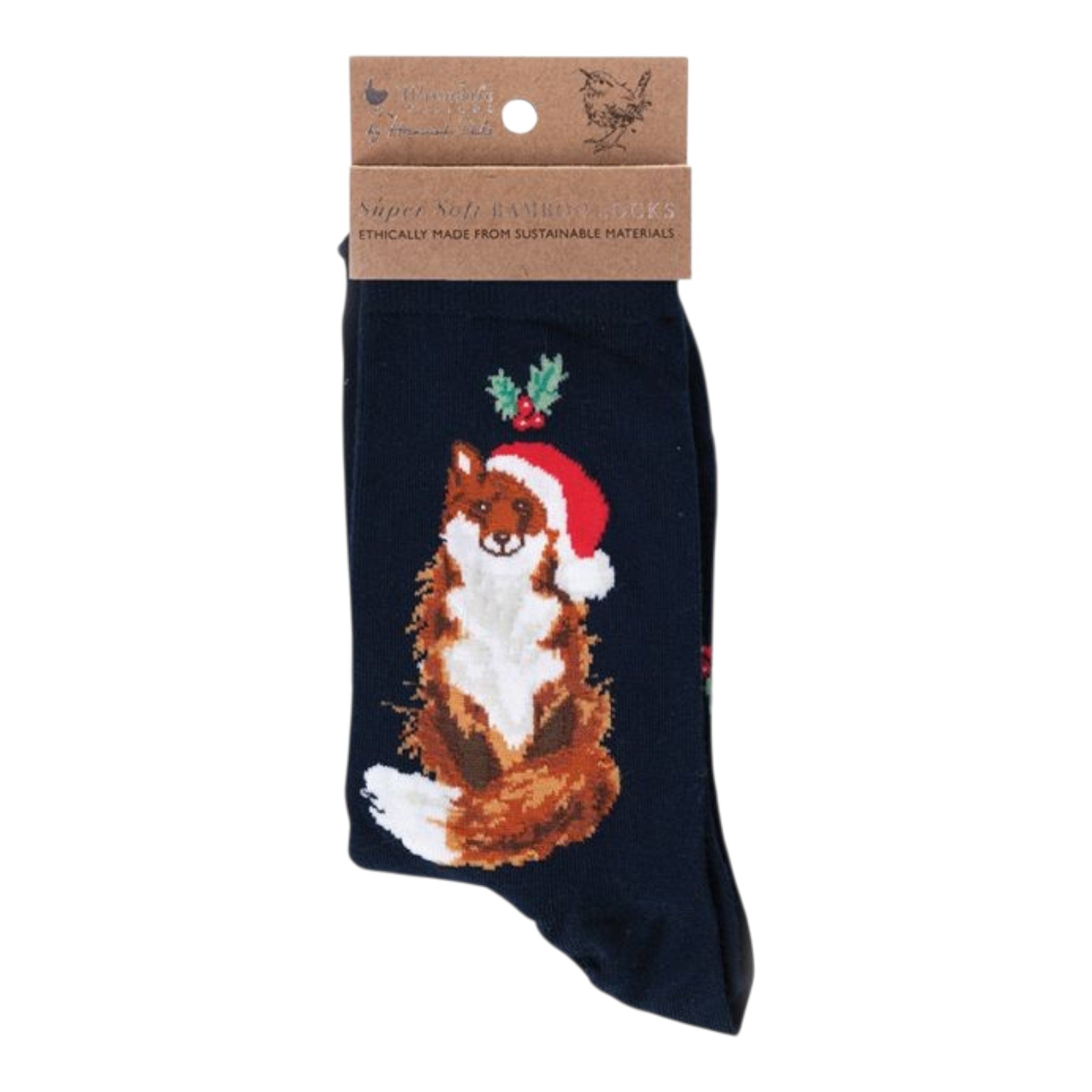 Christmas Sock Festive Fox Navy