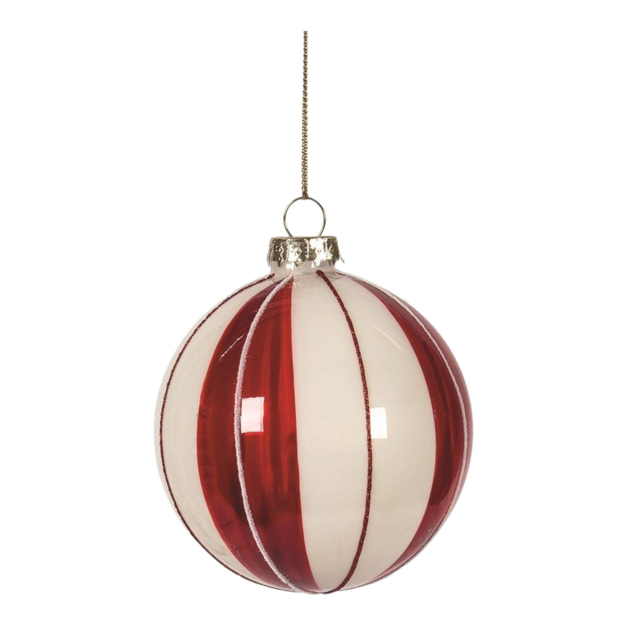 Ornament Cream, Red, and Gold Stripes