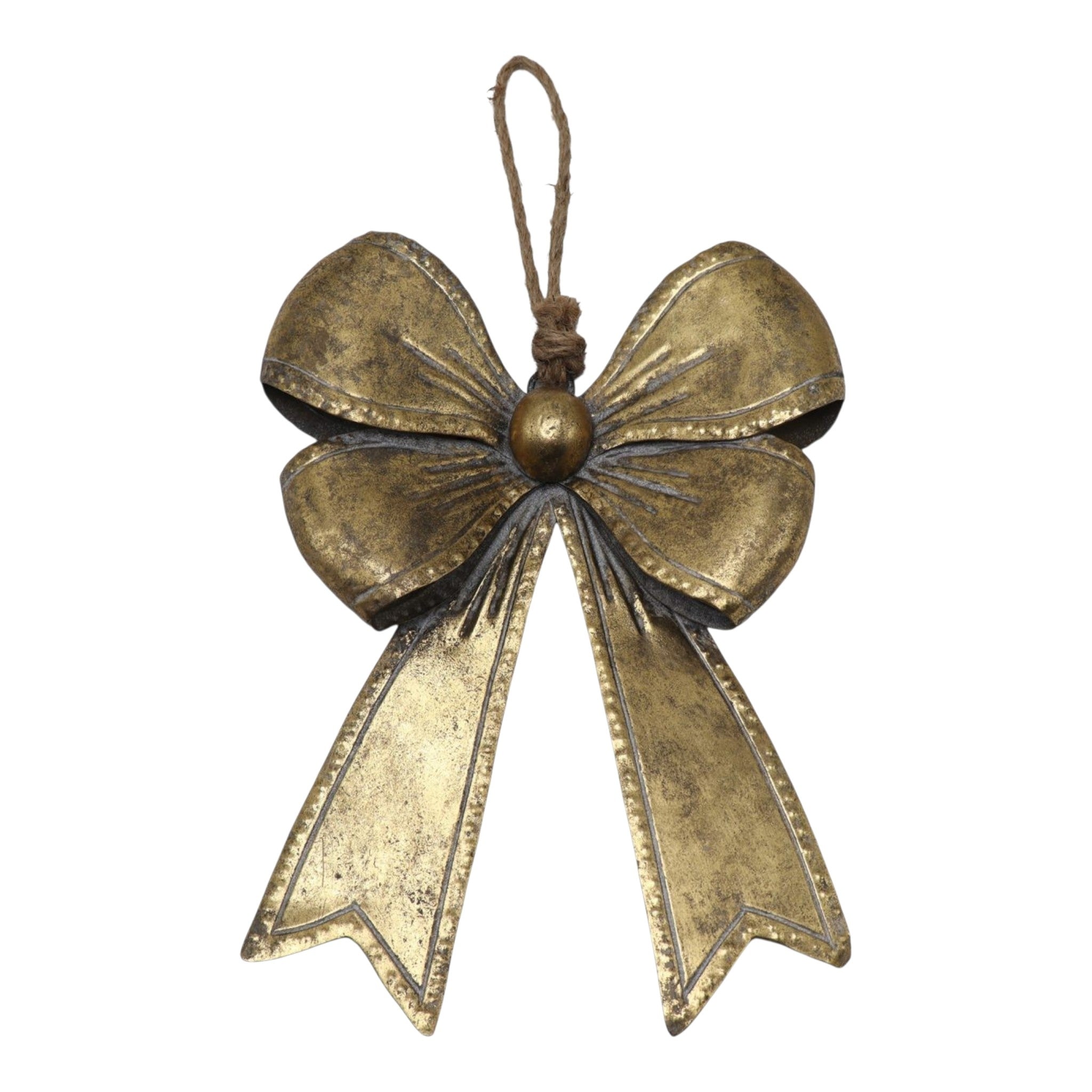 Bow w/Metal Bell Antique Gold