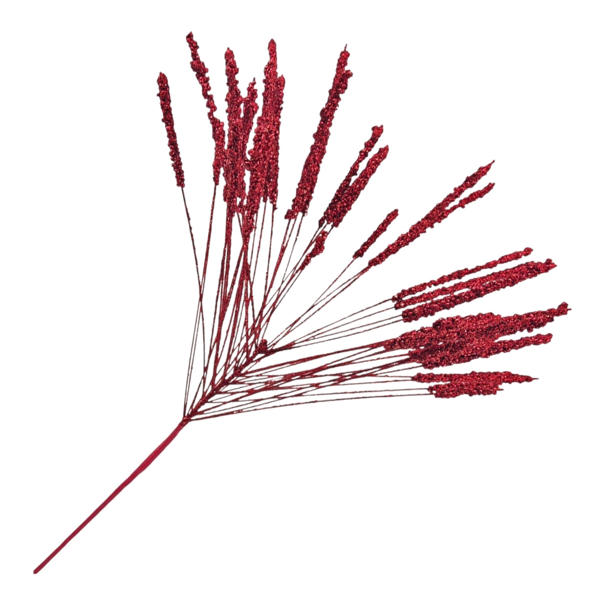 Spray Needle Grass Red Glitter 24"
