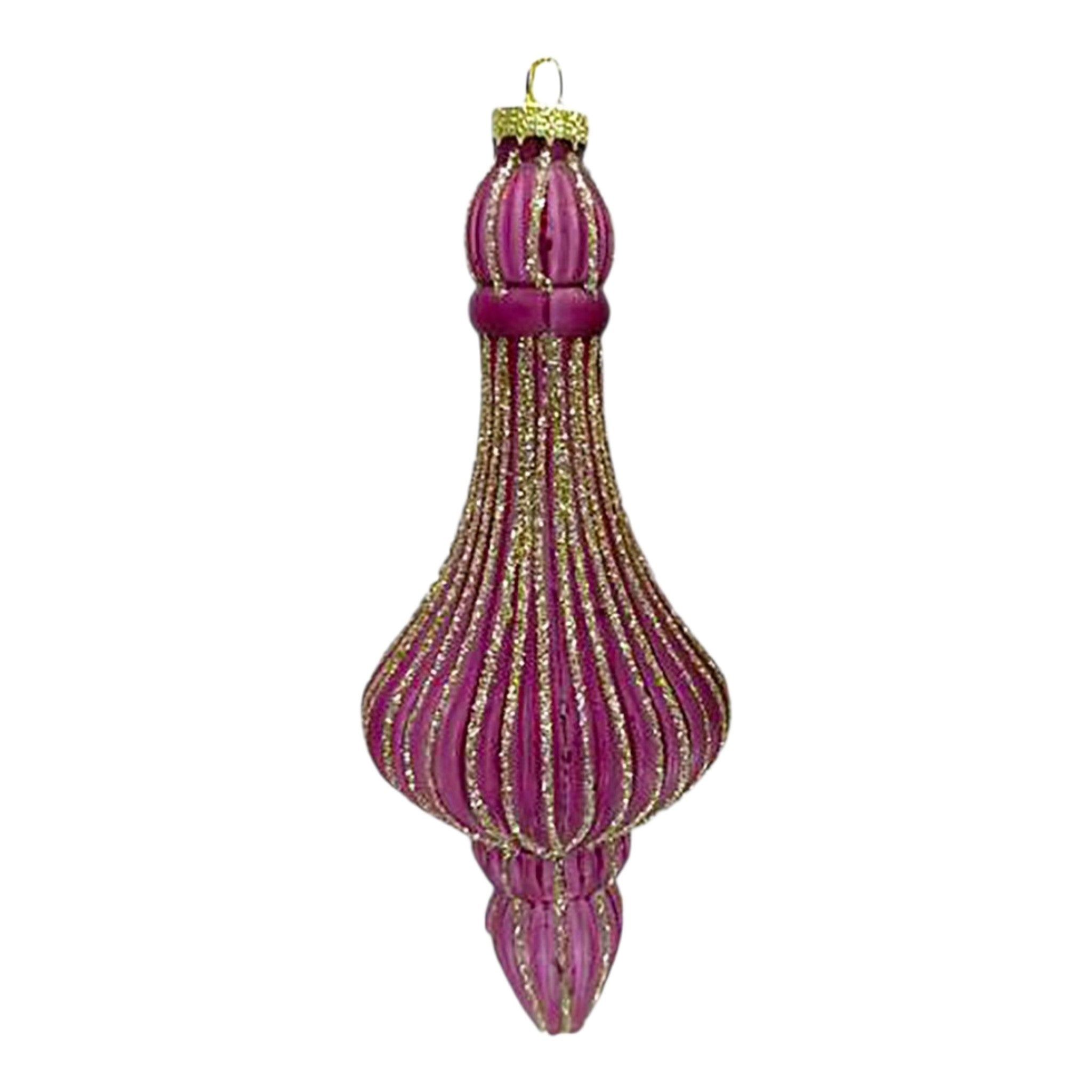 Ornament Glass Finial Mauve Dark 6"