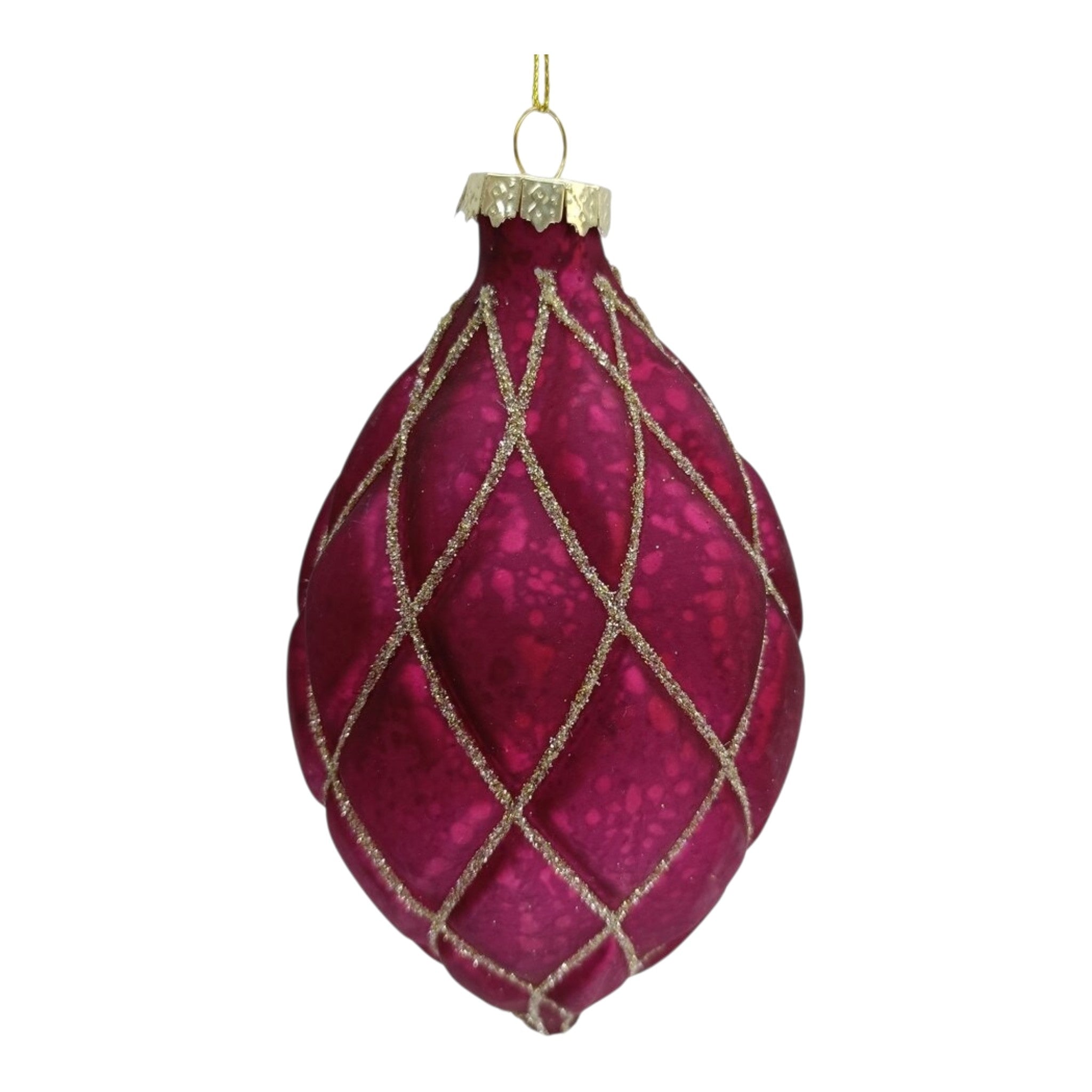 Ornament Glass Antique Purple w/Gold 6.5"