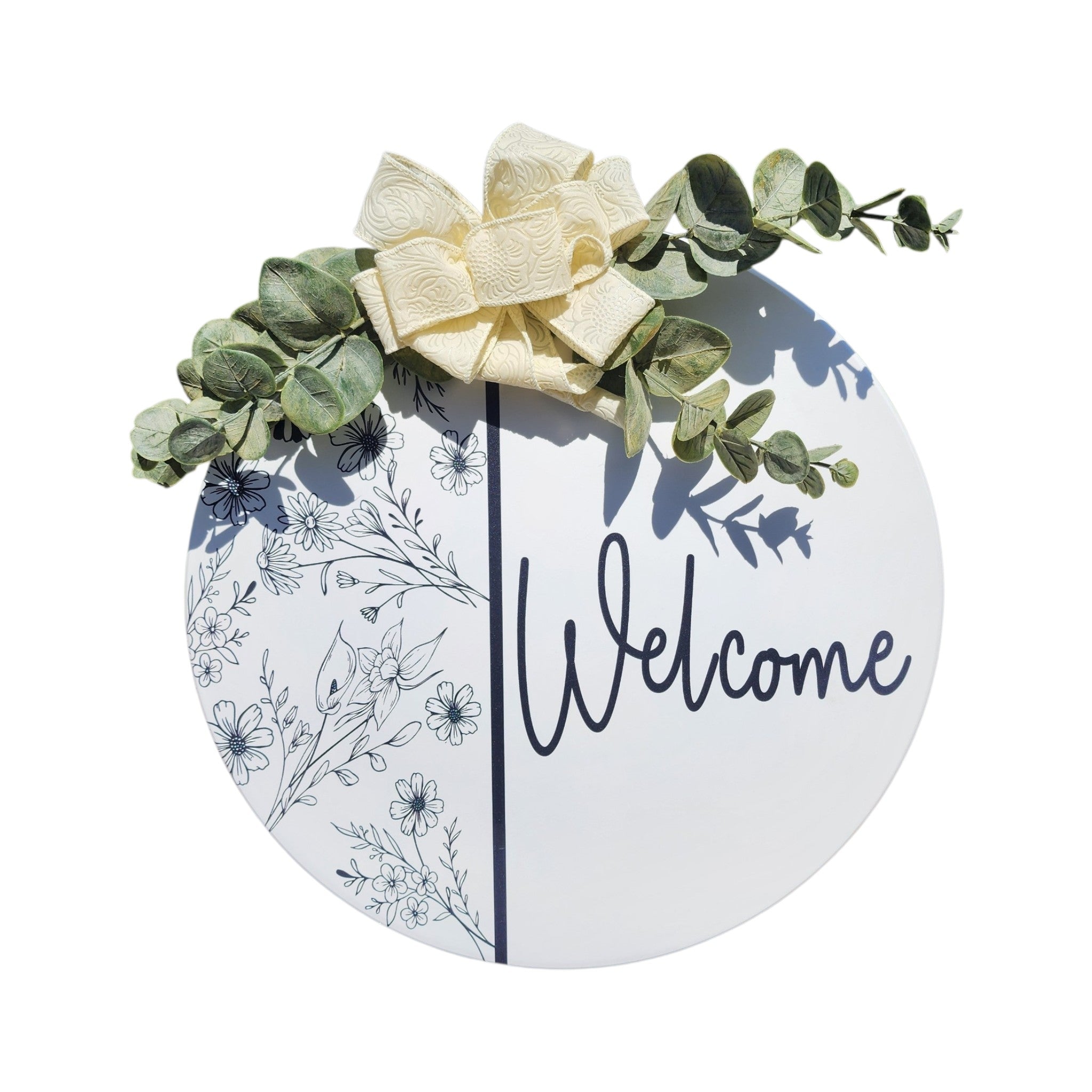 15" Decorated Round Sign Welcome
