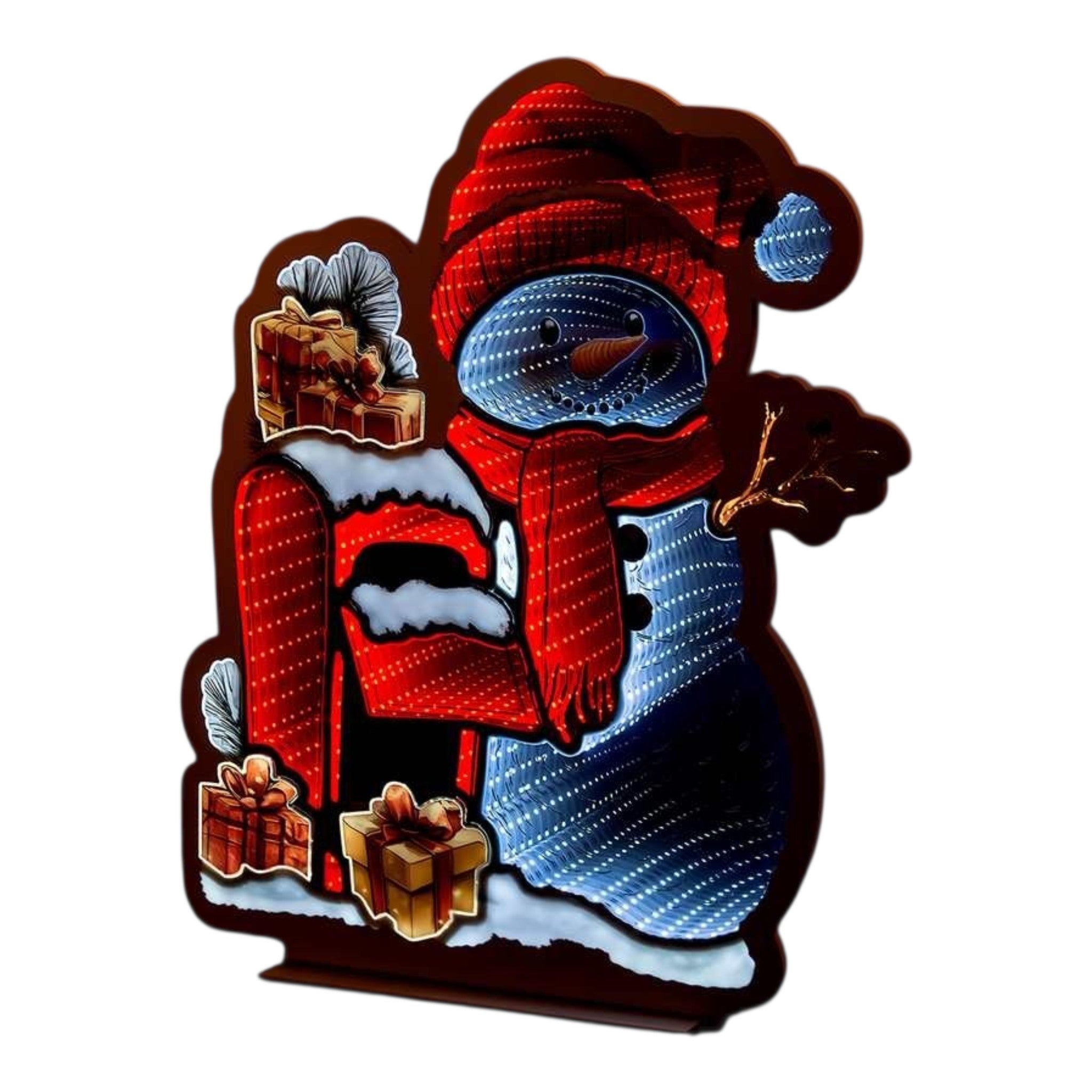 Snowman with Mailbox Infinity Light 23.5"