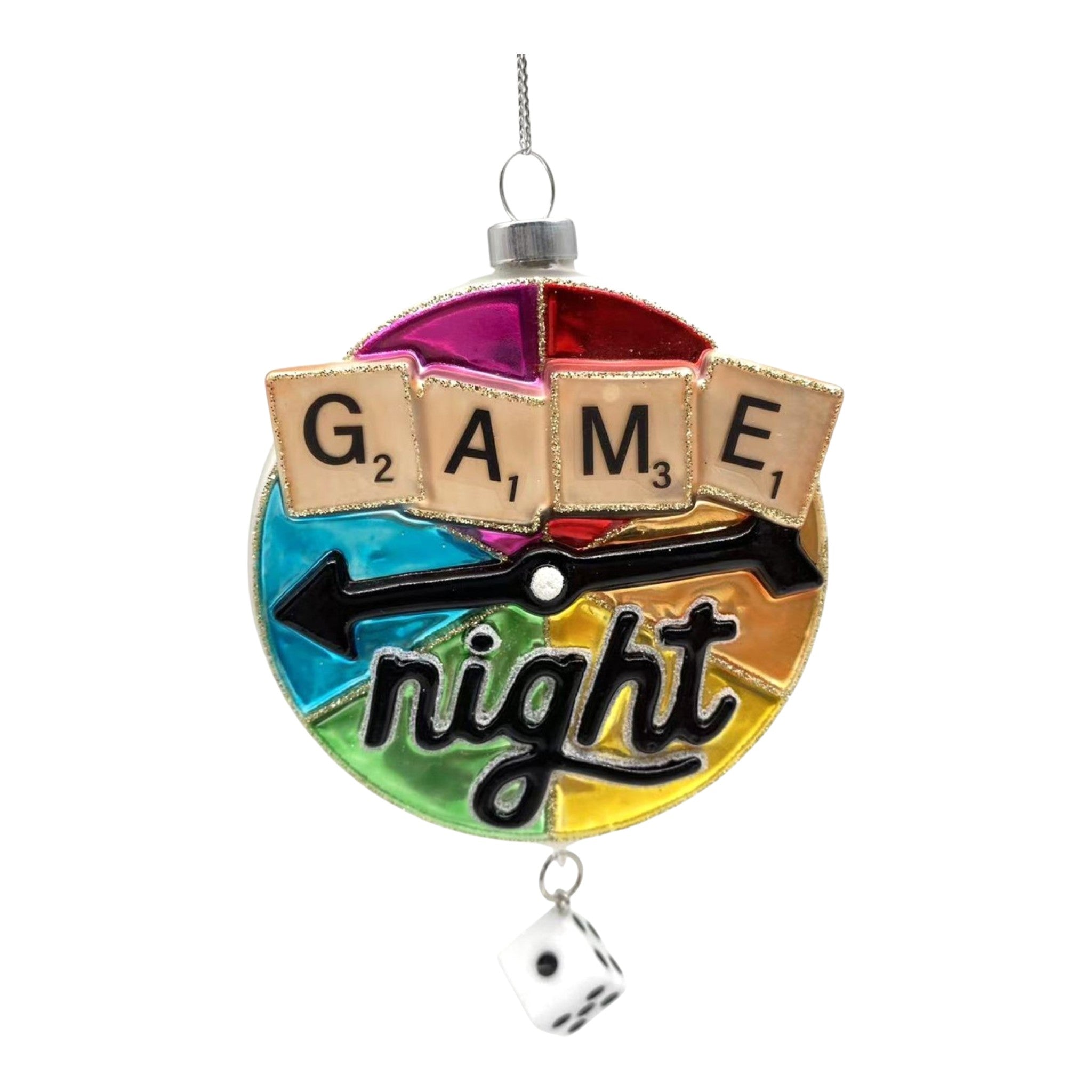 Ornament Glass Game Night Multi 5"