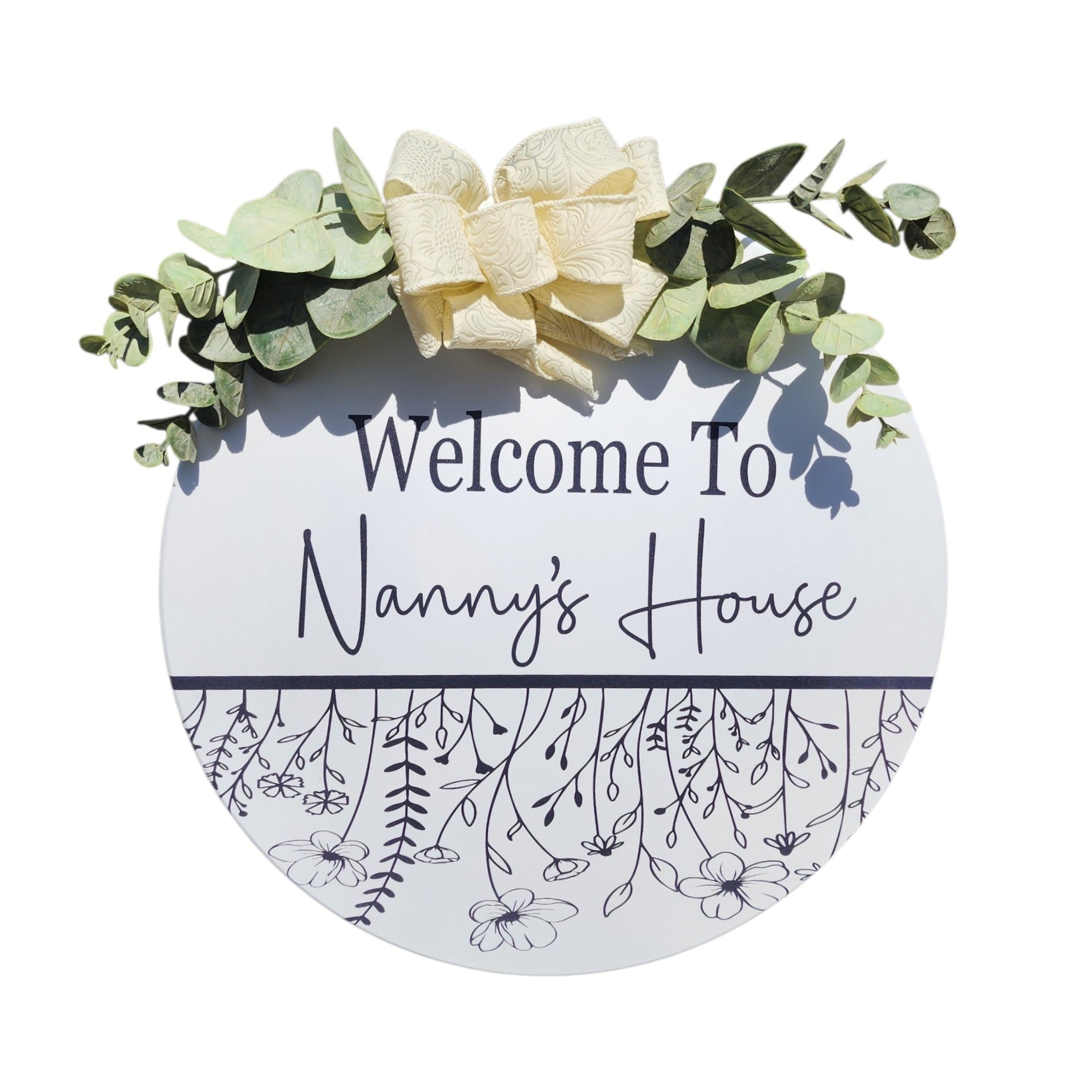 15" Decorated Round Sign Welcome To Nanny's House