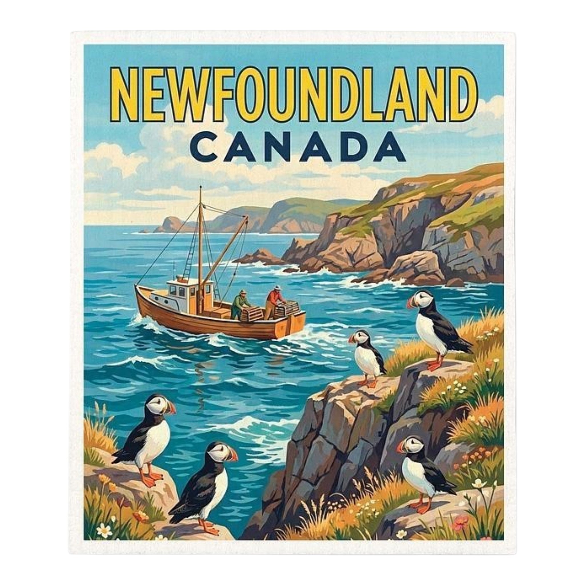 Scenic Newfoundland Swedish Dishcloth