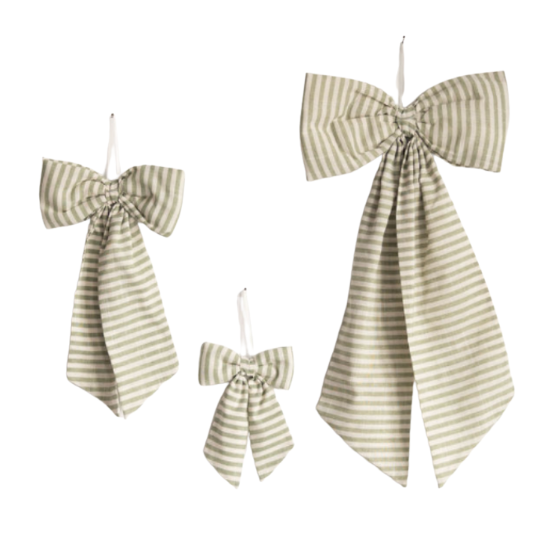 Striped Light Green Fabric Bows