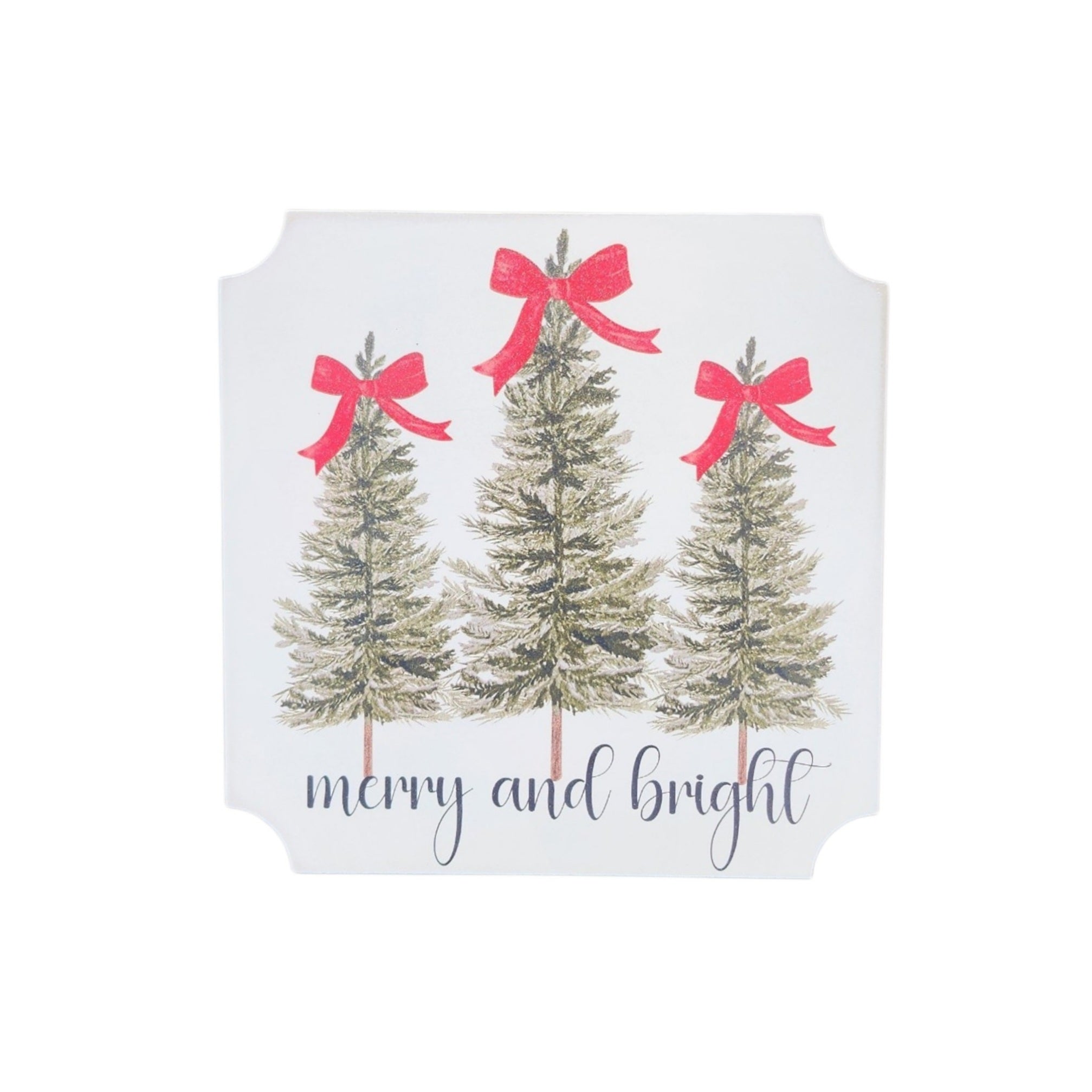 5x5 Sign Merry and Bright Trees with Bow
