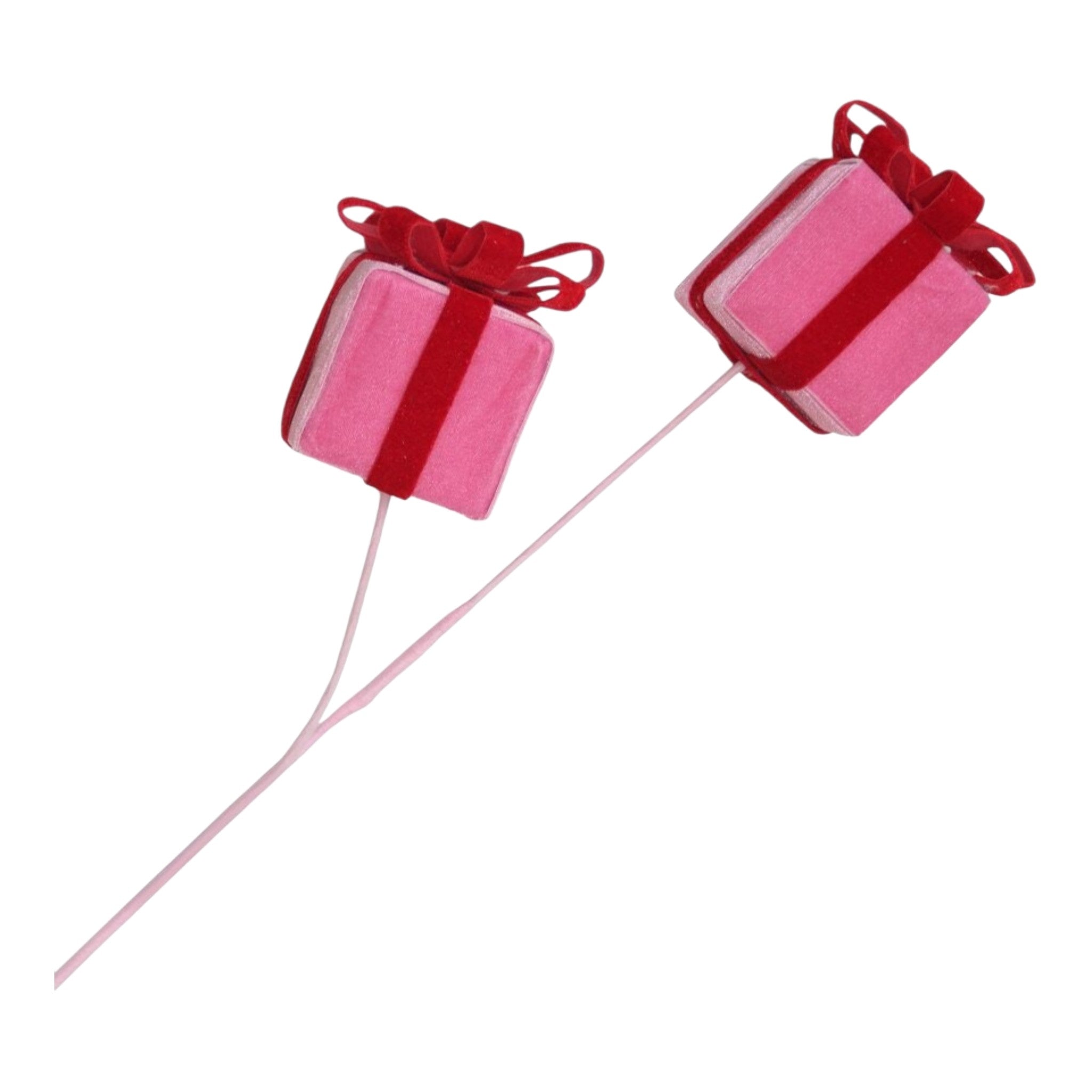 Spray Gift Box x 2 Pink Velvet w/Bow 25"