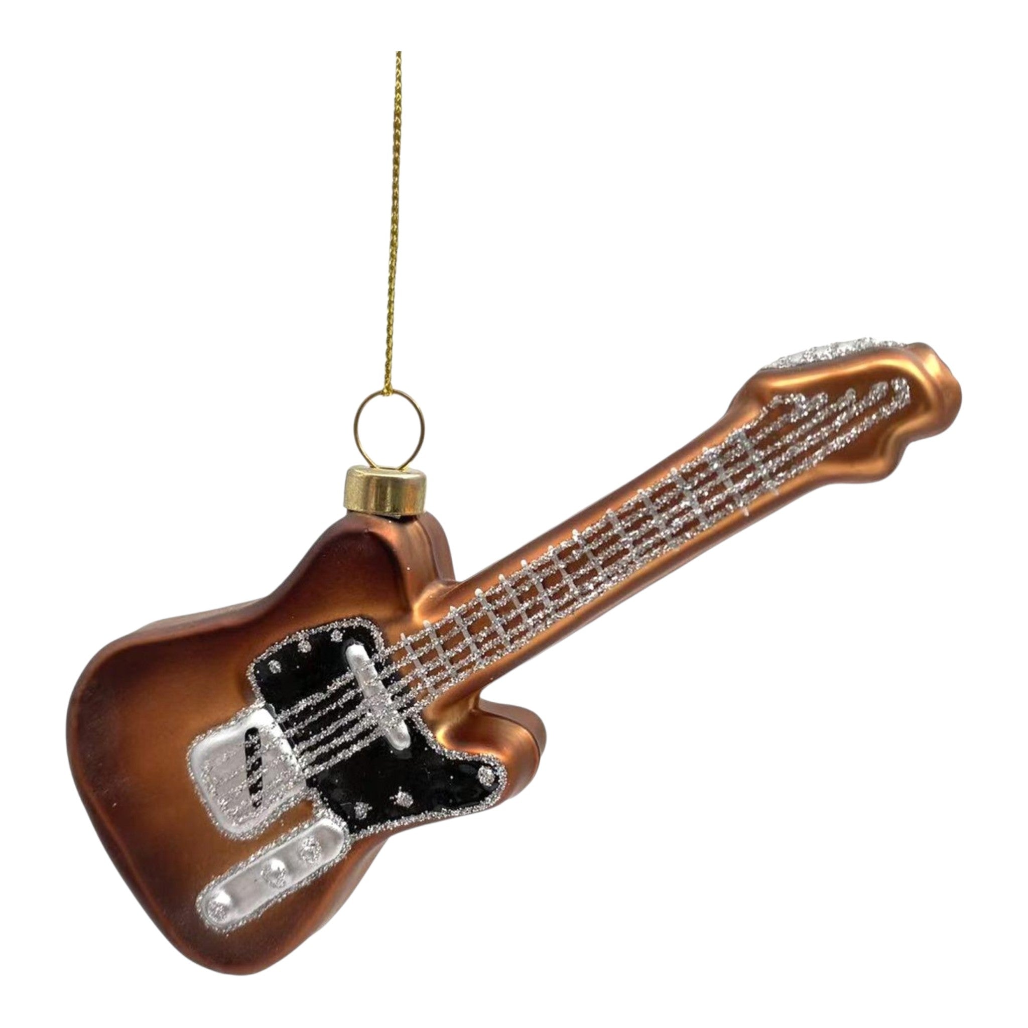 Ornament Glass Electric Guitar Brown and Black 6"