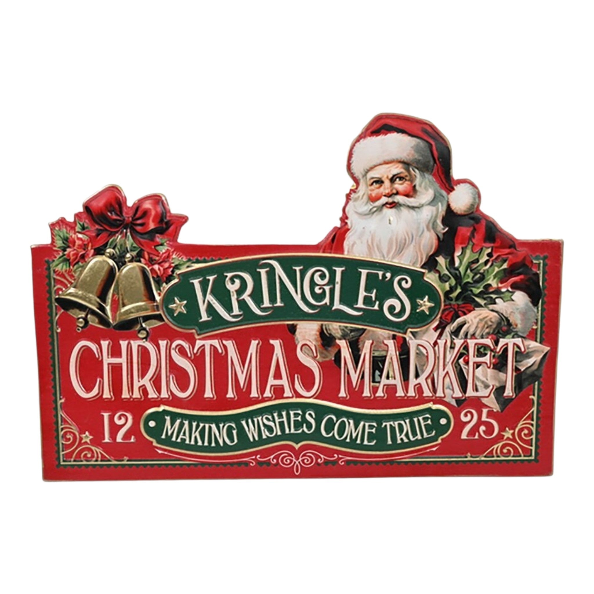 Red Kringles Christmas Market Metal Sign 14"x20"