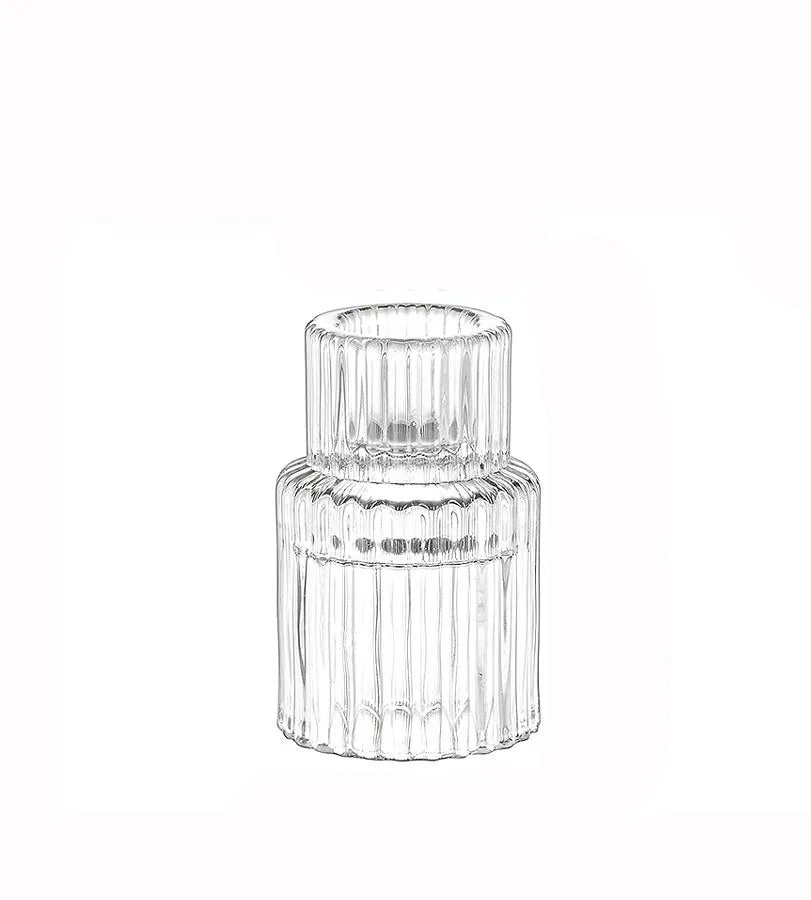 Ribbed Glass Taper Candle Holder I