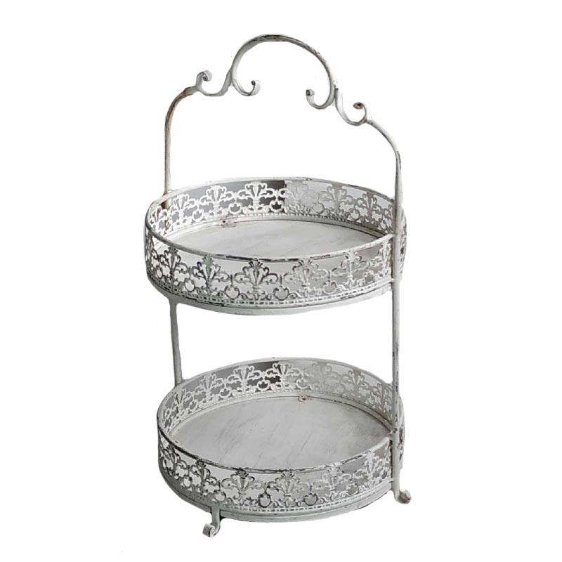 2 TIER TRAY WITH METAL ACCENTS
